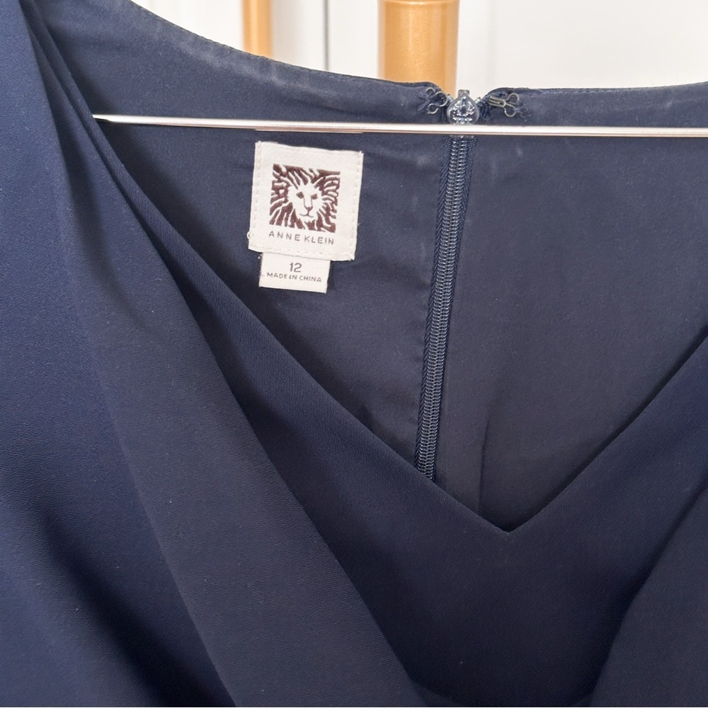Anne Klein Blue Sheath Dress with Cowl neck - Picture 7 of 8